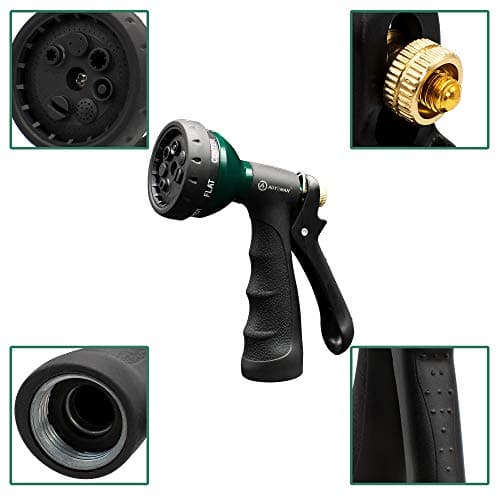 AUTOMAN-Garden-Hose-Nozzle, Metal Water Spray Nozzle with Heavy Duty 7 Adjustable Watering Patterns,Slip Resistant for Watering Plants,Lawn& Garden,Washing Cars,Cleaning,Showering Pets & Outdoor Fun. — view 2