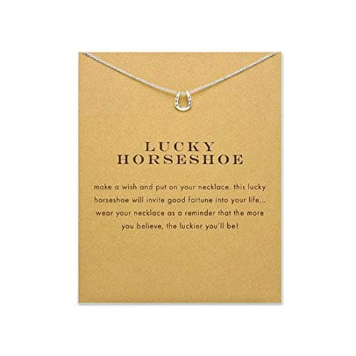 LANG XUAN Good Luck Horseshoe Pendant Friendship Chain Necklace with Meaning Card for Women Silver Gift — view 7