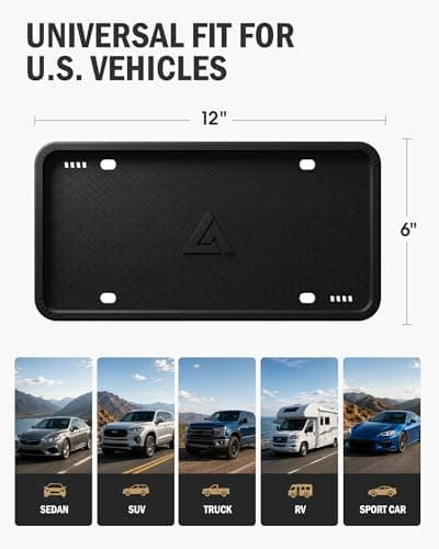 Aujen Silicone License Plate Frames Black, 1 Pack Car License Plate Frame, Universal US Car Black License Plate Holders Brackets Rust-Proof, Rattle-Proof, Weather-Proof Car Accessories(Black) — view 3