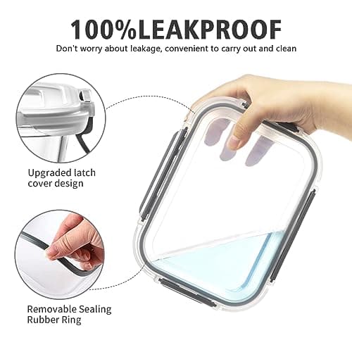 S SALIENT 24 Pieces Glass Food Storage Containers with Lids,Glass Meal Prep Containers Set with Locking Lid,Airtight Glass Lunch Container for Kitchen,BPA Free(12 Lids & 12 Containers) — view 4
