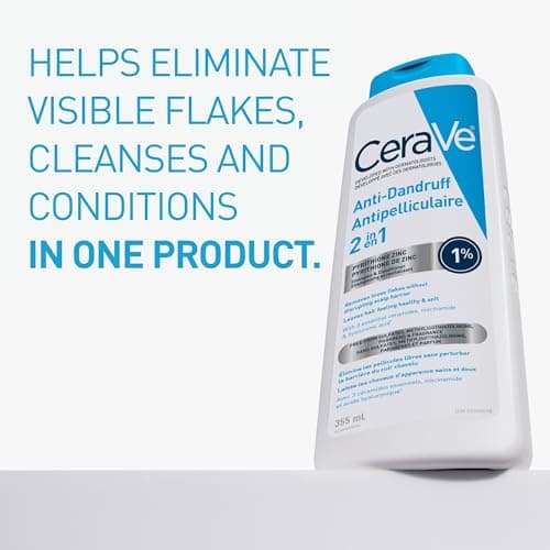 CeraVe 2-in-1 Anti-Dandruff Hydrating Shampoo and Conditioner, Gently Cleanse Scalp, Remove Flakes, & Reduce Itching while Hydrating the Hair. Suitable for all Hair Types, Even Colour-Treated. 355mL — view 10