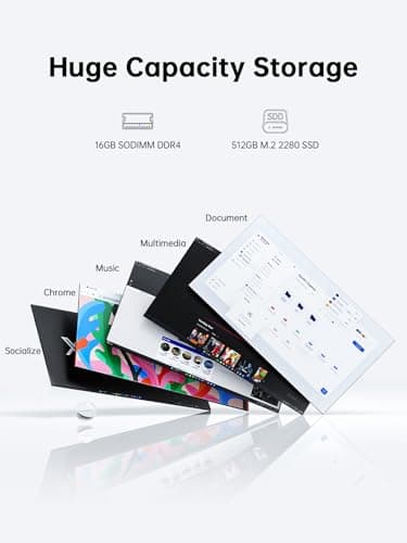 KAIGERR Laptop, 16GB DDR4 512GB SSD Laptop Computer, 16.0inch Windοws 11 Laptop with Ιntel 12th Quad-Core Processor(Up to 3.4GHz), 1920P FHD Display, WiFi 6, USB3.2, Type_C — view 4