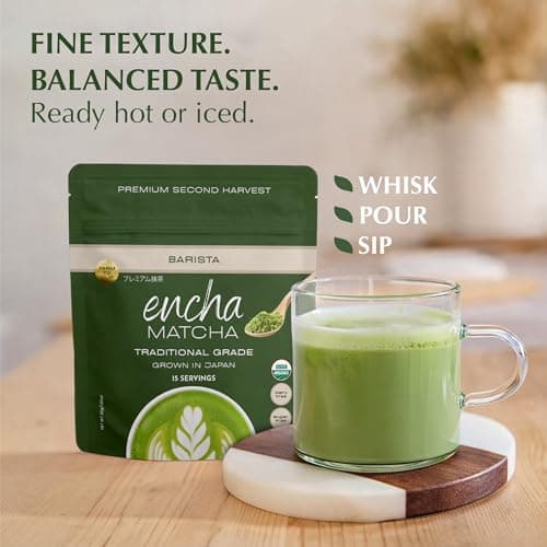 Encha Matcha Powder Barista Grade Latte Organic Matcha Powder – 100% Japanese Matcha Green Tea Powder for Lattes & Everyday Culinary Recipes, Smooth Milk-Friendly Blend, Unsweetened, 30g / 1.06 oz — view 3