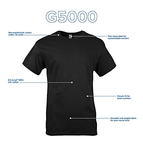 Gildan mens Heavy Cotton T-shirt, Style G5000, Multipack Shirt, Black (2-pack), X-Large US — view 4