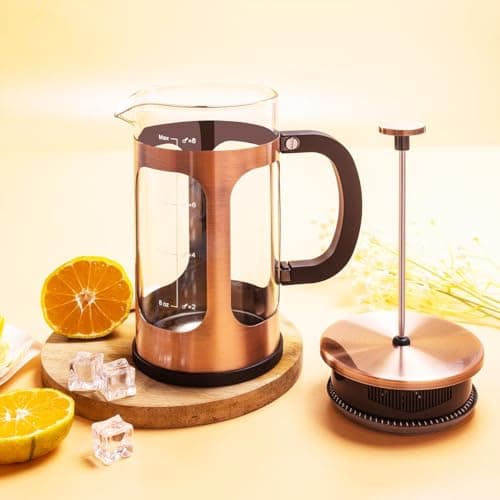 ADAMITA French Press Coffee Maker 8 cups 34 oz 304 Stainless Steel Coffee Press with 4 Filter Screens, Easy Clean Heat Resistant Borosilicate Glass - Free 100% BPA — view 8