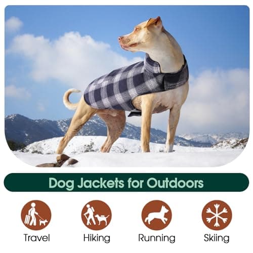 Kuoser Warm Dog Coat, Reversible Dog Jacket Waterproof Pet Winter Coat British Style Plaid Doggie Clothes Pet Dog Cold Weather Coats Cozy Snow Jacket Vest for Small Medium Large Dogs — view 4
