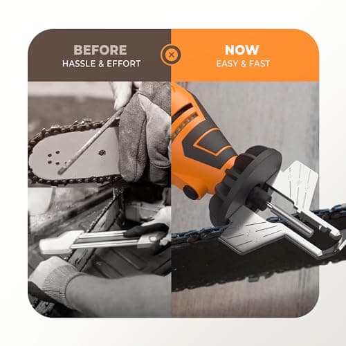 Sharp Pebble Electric Chainsaw Sharpener Kit - Comes with Chain Saw Sharpener Tool, 4 File Size Sharpening Wheel Bits, Angle Attachment, Wrench & eBook — view 4