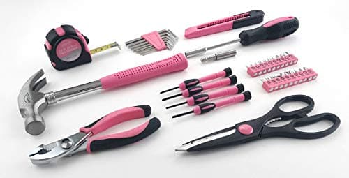Apollo Tools Original 39 Piece General Household Tool Set in Toolbox Storage Case with Essential Hand Tools for Everyday Home Repairs, DIY and Crafts - Pink Ribbon - DT9706P — view 2