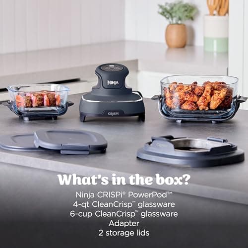 Ninja Crispi 4 in 1 Glass Air Fryer, 450°F, Non Toxic, 4QT and 6 Cup Containers with Lids, Dishwasher Safe, Cyberspace Gray, 1 Count, FN101GY — view 17