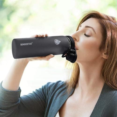 SENDESTAR Insulated Water Bottle 24 OZ, Wide Mouth 24 oz Water Bottle with Straw Lid, Spout Lid, Double Wall Vacuum Stainless Steel Leak Proof, Keeps Liquids Hot or Cold — view 4