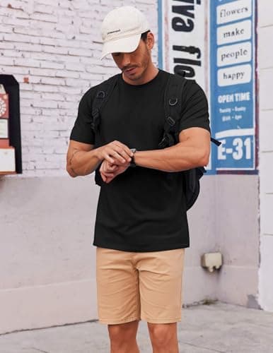 COOFANDY Men's T Shirt Short Sleeve Crew Neck T-Shirt Casual Summer Basic Tee Shirts Black — view 4