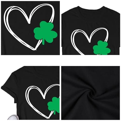 Cutesong Womens St Patricks Day Shirt Lucky Shamrock Paddy's Day T-Shirt Love Irish Clover Tee Tops — view 5