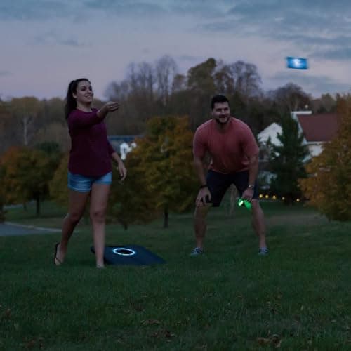 EastPoint Light-Up Cornhole Board Set - 24 x 18 in, 8 Cornhole Bags - Built-in LED Lights for Outdoor Games - Foldable with Carry Handles for Backyard Games - Integrated Return for Bean Bag Toss — view 6