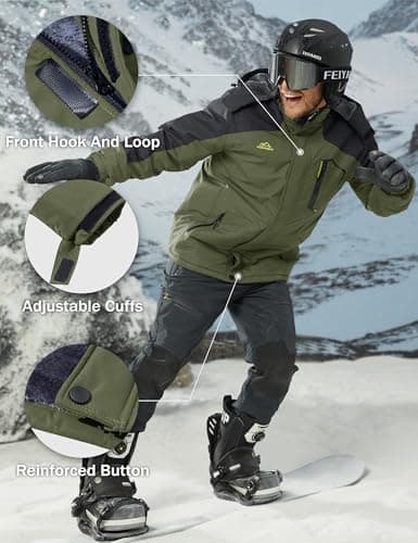 MAGCOMSEN Winter Coats for Men Fleece Lined Jacket with Muti-Pockets Water Resistant Snow Ski Jackets Army Green XL — view 5