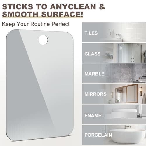 Nyosye Shower Mirror Fogless for Shaving Anti-Fog Frameless Wall Hanging Makeup,11.42" L x 7.87" W,Darkgrey