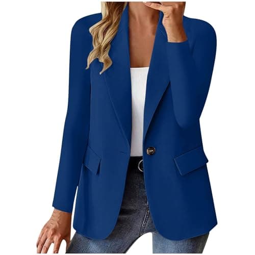 Work Blazers for Women Oversized Open Front Long Sleeve Office Jackets 2026 Comfy Loose Business Suit Blazer（Blue-01，3X-Large — view 2