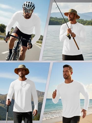 TUREFACE Men's UPF 50+ UV Protection Long Sleeve T-Shirt Quick Dry No Chafe Rash Guard for Hiking Fishing Running White X-Large — view 5