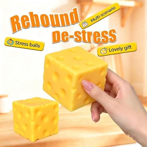 Yellow Cheese Squishy Toy Slow Rising Soft Squeeze Fidget Toy Stress Relief Sensory Desk Toy for Kids Adults Cute Party Gift — view 3