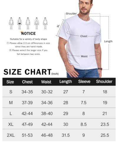 wirarpa Men's T-Shirts 100% Cotton Midweight Crewneck Short Sleeve Tees Casual Plain T Shirt 2 Pack White M — view 5