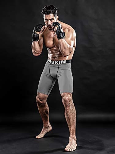 DRSKIN Men's 6, 4, 3 or 1 Pack Compression Shorts Pants Tights Baselayer Sports Running Athletic Active Underwear Workout, Line Gr304-gray, XX-Large