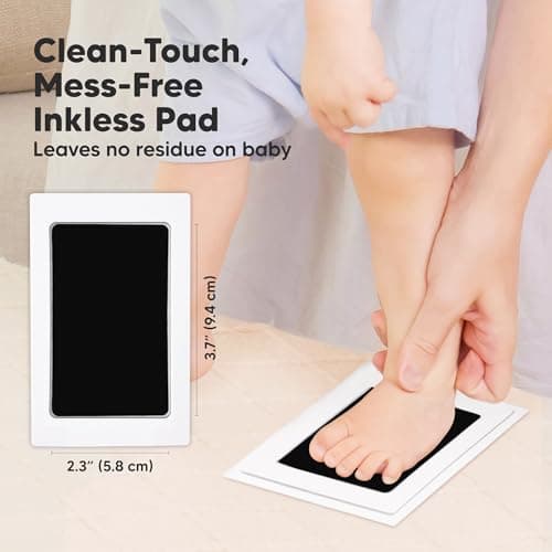 4pk Inkless Baby Hand and Footprint Kit, Mess Free Ink Pads (Jet Black, R)