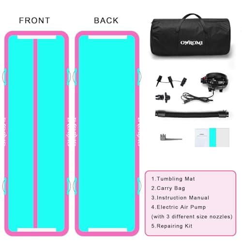 Tumble Track Mats for Gymnastics, Kids Air Gymnastics Mats for Tumbling Thick Inflatable Gymnastics Tumbling Track Mat 6.6/10/13/16.4/20ft Training Tumbling Mat with Electric Pump for Home/Water Fun — view 5