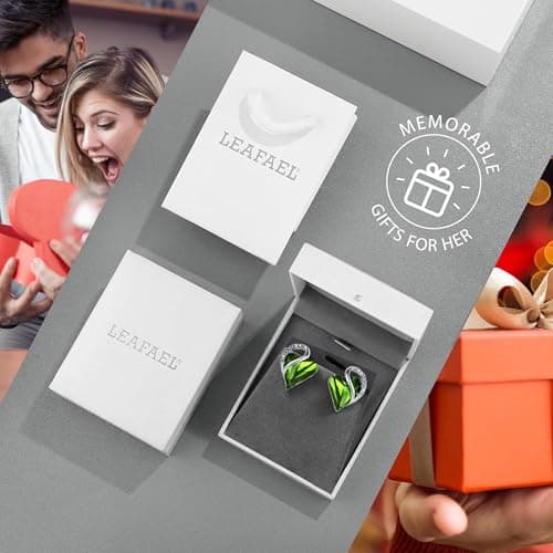Leafael Infinity Love Heart Stud Earrings for Women, August Birthstone Crystal Peridot Green, Gifts for Mom, Wife, and Her, Silver Tone — view 4