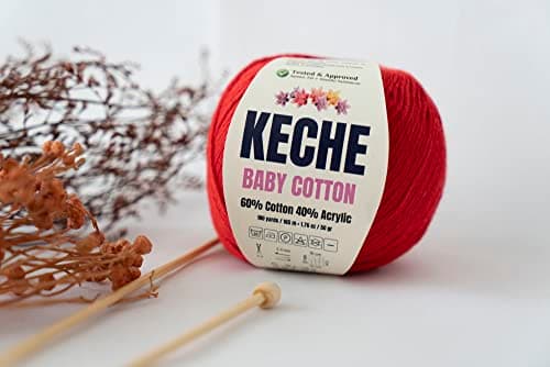 Keche Baby Cotton, 60% Cotton 40% Acrylic Yarn, Soft Cotton Yarn for Crochet and Knitting, Amigurumi Yarn 1 Skein/Ball 1.76 Oz (50g) / 180 Yrds (165m) - Light Blue — view 5