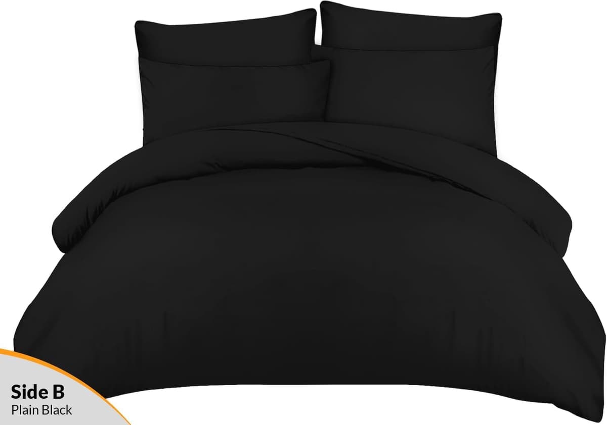 Pamposh 3 Pcs Single Duvet Cover Set with Matching Black Single Fitted Sheet 40 cm Extra Deep Pocket - UltraSoft Breathable Premium Microfibre Reversible Quilt Cover Bedding Set For All Seasons — view 54