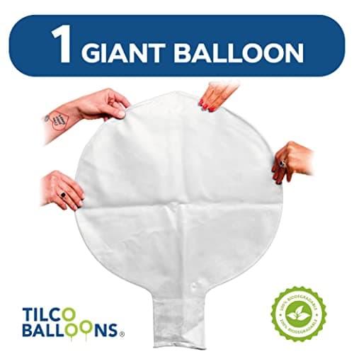 Giant Balloons White 72 Inch Jumbo | Ready to Inflate with Air, Helium or Fill with Water | Decorate your Birthday, Graduations, Events or Weddings | Balloon to Get Inside | Tilco Balloons — view 2