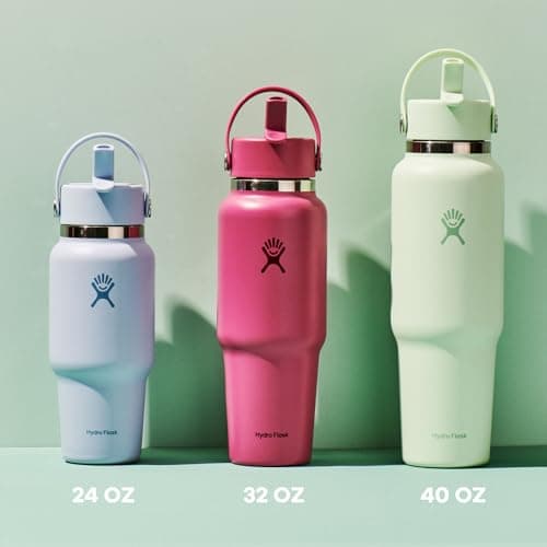 Hydro Flask Travel Water Bottle - Insulated Stainless Steel - Wide Straw Lid, Non Spill, Leakproof in 24 Oz Agave Green — view 7