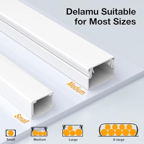 Delamu Cord Hider, 157in Wire Covers for Cords on Wall, Premium Cable Hider Cord Covers for Wires, Cable Management Wire Hiders for TV, Cable Raceway Kit, W0.95 H0.55in, White — view 7