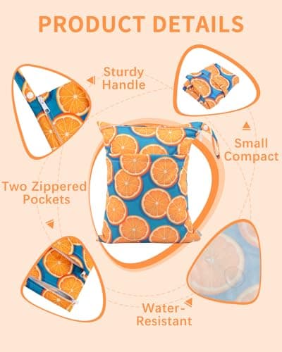 Babygoal Wet Dry Bags Diaper Bag, Washable Travel Organizer Bags, Beach, Pool, Gym Large Wet Bag for Swimsuits & Wet Dry Clothes with Two Zippered Pockets 3 Pack,3LN22-CA — view 2