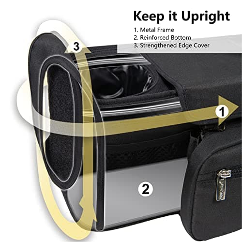TOPDesign Universal Baby Stroller Organizer, Stroller Caddy with Heightened Insulated Cup Holders & Non-Slip Secure Hooks Accessories, Fits Most Strollers, Machine Washable (Black) — view 3