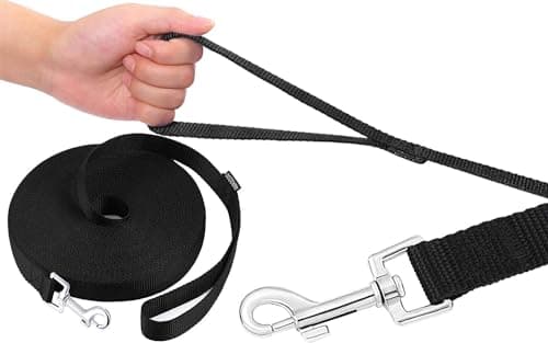 AMAGOOD Long Dog Training Leash 20 FT - 1 Inch Wide Heavy Duty Lead for Obedience Recall Agility Training, Tie Out, Camping - Black - for Medium and Large Dogs
