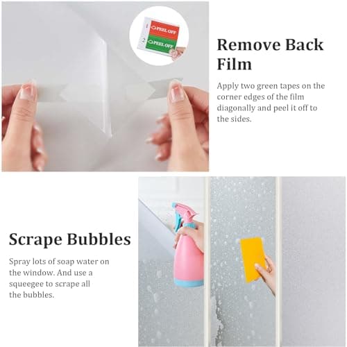 Coavas Window Films for Privacy Window Film Frosted Static Cling Non Adhesive Vinyl Sticker Sun Heat Blocking Window Coverings for Bathroom Home Office Door 17.5x78.7 Inch,44.5x200cm, Pure Frosted — view 5