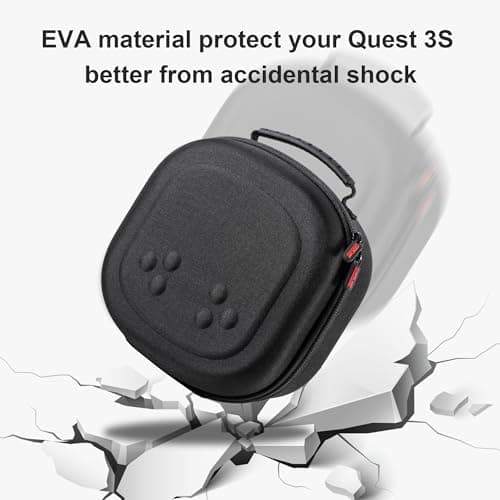 Hard Carrying Case for Meta Quest 3S, VR Gaming Headset and Touch Controllers Accessories Travel Case, Small Hard Shell Storage Case for Oculus Quest 3S/Quest 3/Vision Pro, Black — view 3