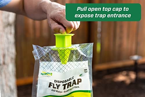 RESCUE! Outdoor Disposable Fly Trap – Hanging Fly Catcher with Attractant Bait, Fly Bag for Patio, Yard, Trash & Farm Areas – Easy-to-Use Outdoor Fly Control - 12 Traps — view 2