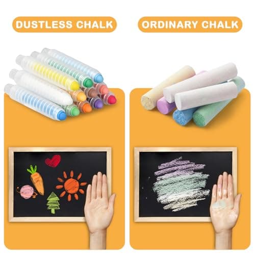 Dustless Chalk for Kids Toddlers - Colored Sidewalk Chalk with Holder 12 Pcs Non-Toxic Washable Outdoor Toddlers 1-3 Toys Gifts for Girls Boys Teens Drawing Art Supplies Art Crafts 4-8 8-12 10-12 — view 2
