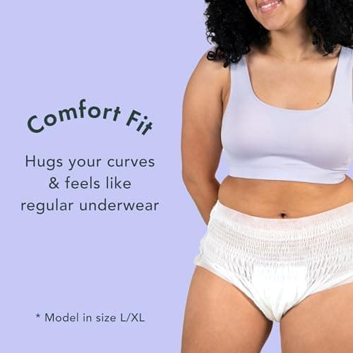 Rael Disposable Underwear for Women, Organic Cotton Cover - Incontinence Pads, Postpartum Essentials, Disposable Underwear, Unscented, Maximum Coverage (Size S-M, 20 Count) — view 4