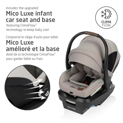 Maxi-Cosi New Generation Zelia Luxe 5-in-1 Modular Travel System, Carriage Mode, Reversible Toddler Seat, Mico Infant Car Seat (included), Enhanced All-Terrain Wheels, Use from Birth – New Hope Tan — view 3