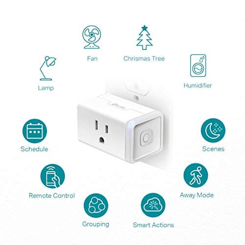 Kasa Smart Plug Mini by TP-Link (HS103P2) - Smart Home WiFi Outlet Works with Alexa, Echo and Google Home, No Hub Required, Remote Control, 2.4GHz WiFi Required, 15 Amp, UL Certified, 2-Pack, White — view 3