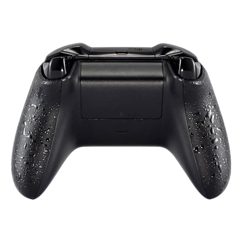 eXtremeRate Textured Black Back Panels, Comfortable Non-Slip Side Rails, 3D Splashing Handles, Game Improvement Replacement Parts for Xbox One X & Xbox One S Controller — view 4