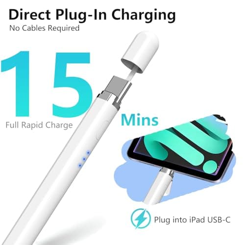 Stylus Pen for Apple iPad 2018–2026, Wireless Charging iPad Pencil 2nd Generation &1st Generation with Tilt Sensitivity& Palm Rejection, 2X Fast Charge Pencil for iPad A16 Pro 11/12.9/13, Air, Mini — view 2