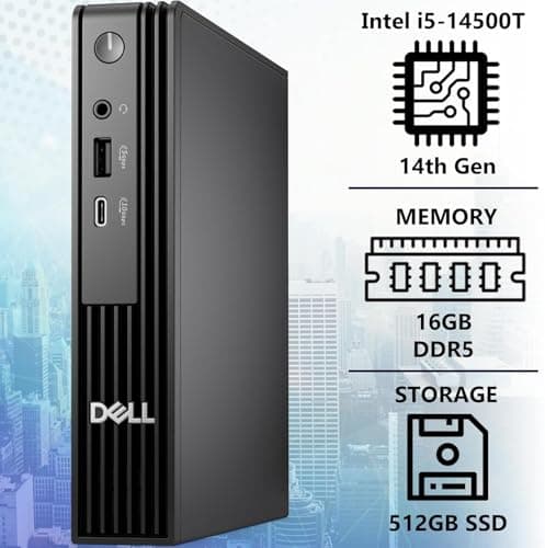 Dell OptiPlex Next-Generation, Pro Micro Business Desktop, Intel i5-14500T, 14-Core, up to 4.8 GHz, 16GB DDR5 RAM, 512GB NVMe SSD, WiFi 6E, Bluetooth, Windows 11 Pro, HDMI, DisplayPort — view 3