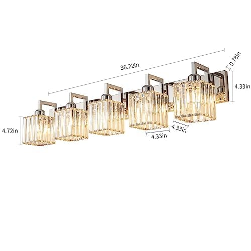 FDPBY Modern Crystal Bathroom Vanity Light 5-Lights Chrome Modern Crystal Wall Lamp Bathroom Modern Crystal Vanity Lighting… — view 2