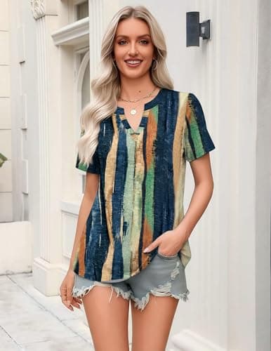 Zeagoo Shirts for Women Short Sleeve Blouses 2026 Fashion Spring Summer Basic Clothes Business Work Tunic Top Multicolor 2XL — view 5