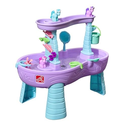 Step2 Rain Showers and Unicorns Water Table for Kids, Toddler Outdoor Sensory Play Table, 13 Accessories, Pink, Ages 18 Months+