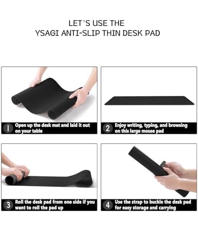 Non-Slip Desk Pad,Mouse Pad,Waterproof PVC Leather Desk Table Protector,Ultra Thin Large Desk Blotter, Easy Clean Laptop Desk Writing Mat for Office Work/Home/Decor(Black, 31.5" x 15.7") — view 5