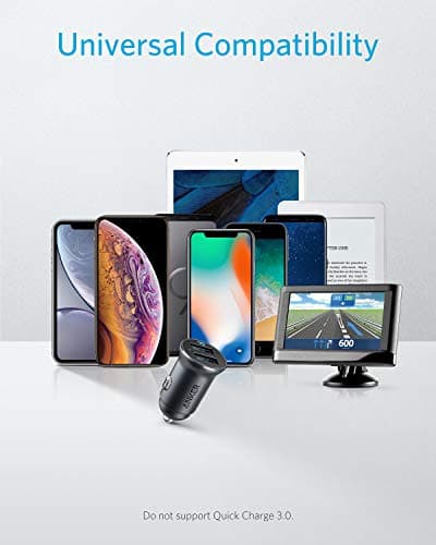 Anker 320 Car Charger (24W II), Mini Aluminum Alloy Dual USB with Blue LED for iPhone 16 15 14 13 12 Series, iPad Pro/Air 2/Mini, Galaxy and More - Not Compatible with Quick Charge (Black) — view 6